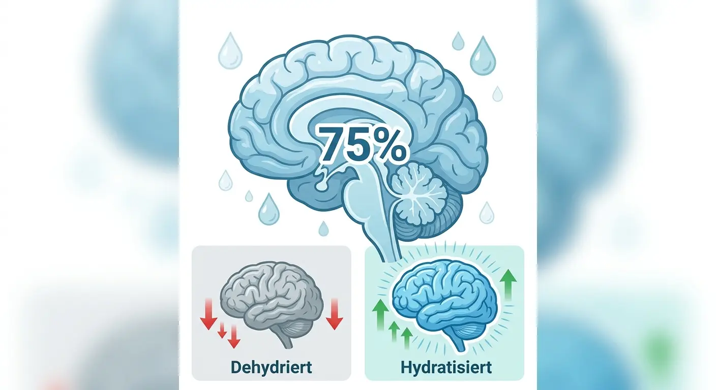 Infografik: Gehirn besteht zu 75% aus Wasser – Dehydration führt zu messbaren kognitiven Einbußen